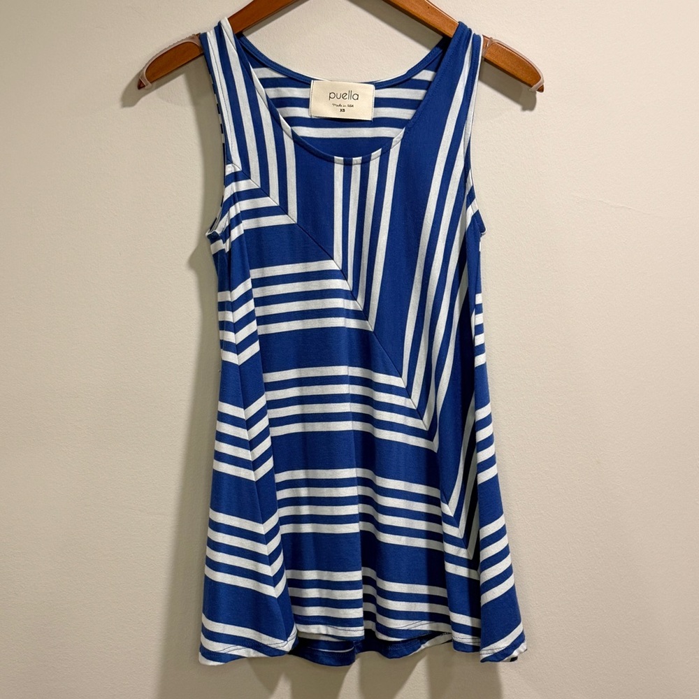 Puella‎ Women’s Blue and White Striped Tunic Tank Top Size XS